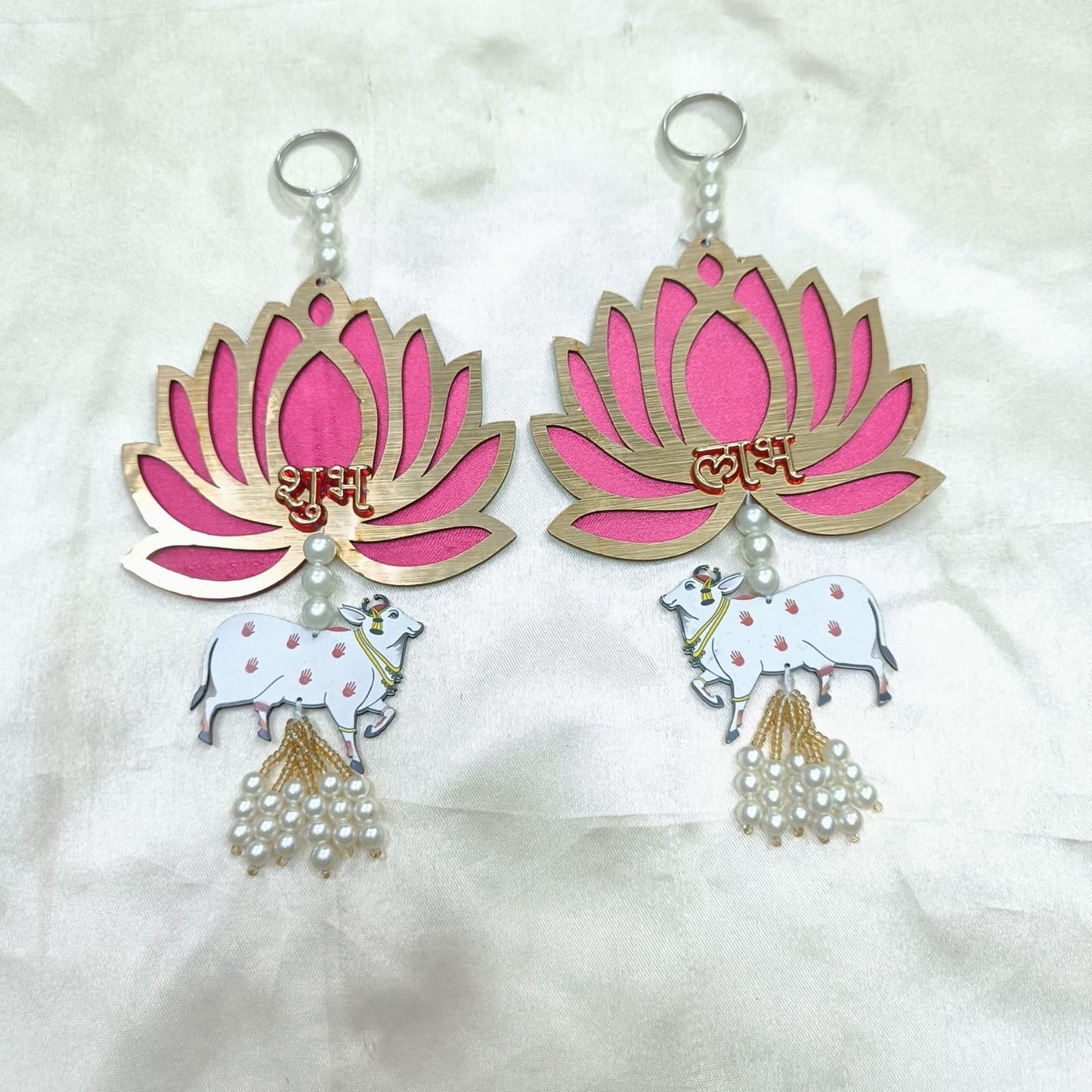 Premium Quality Kamal Cow Wall Hanging - Wooden Toran Decor for Diwali (Pack of 2)