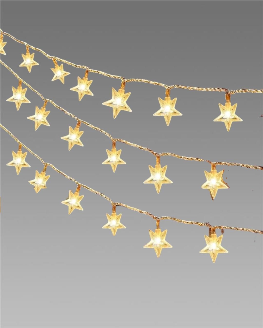 Serial String Star Lights for Decoration - 16 LED Star Waterproof Fairy Lights for Diwali (3M Length)