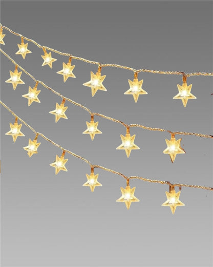 Serial String Star Lights for Decoration - 16 LED Star Waterproof Fairy Lights for Diwali (3M Length)