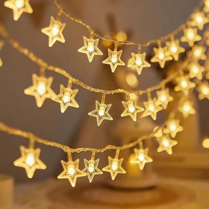 Serial String Star Lights for Decoration - 16 LED Star Waterproof Fairy Lights for Diwali (3M Length)