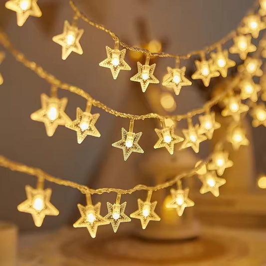 Serial String Star Lights for Decoration - 16 LED Star Waterproof Fairy Lights for Diwali (3M Length)
