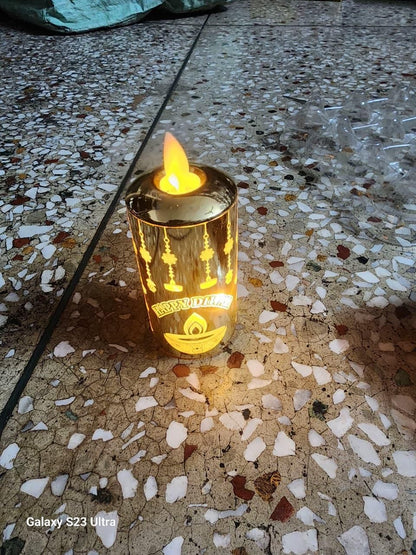 Realistic Moving Flame LED Light - Flameless Candle for Pooja & Diwali (Safe & Smokeless)