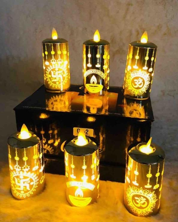 Realistic Moving Flame LED Light - Flameless Candle for Pooja & Diwali (Safe & Smokeless)