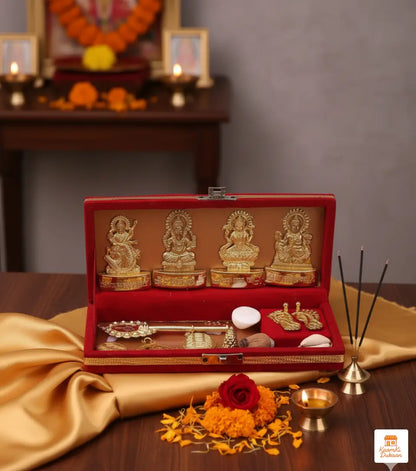 Dhan Laxmi Kuber Yantra - Sacred Brass Wealth & Prosperity Set (Set of 12)