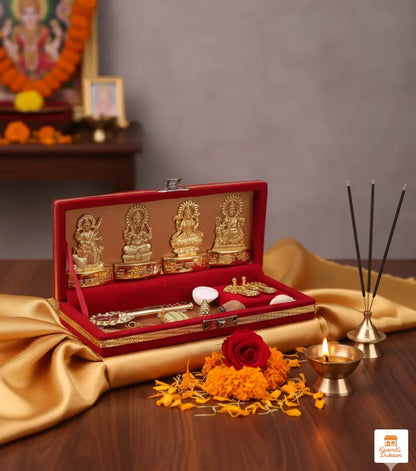 Dhan Laxmi Kuber Yantra - Sacred Brass Wealth & Prosperity Set (Set of 12)